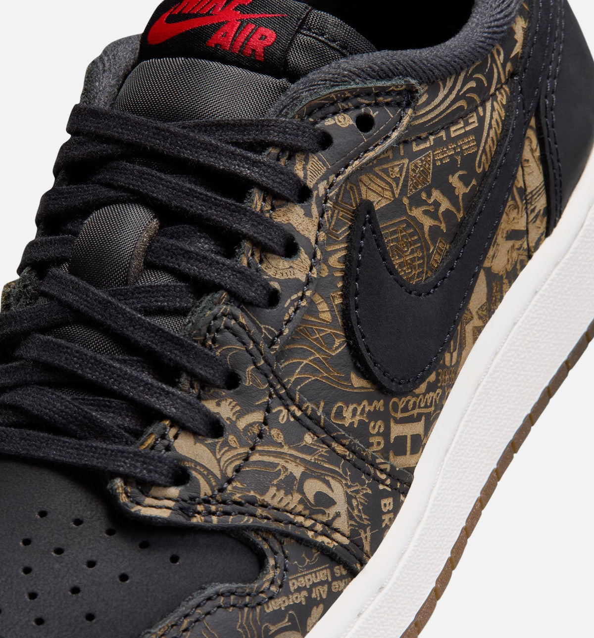 Air Jordan 1 Retro Low OG Laser Black And Varsity Red Grade School Lifestyle Shoes - Black/Varsity Red/Summit White
