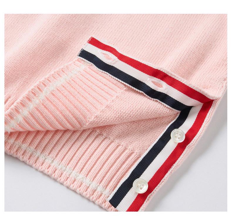 Thom Browne Style Pink Dog and Heart Knit Sweater Vest