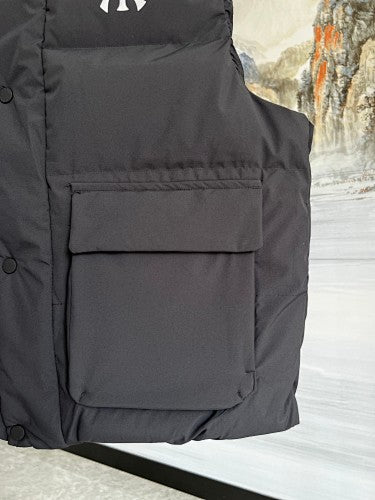 Black NY Logo Quilted Puffer Vest with Oversized Back Graphic