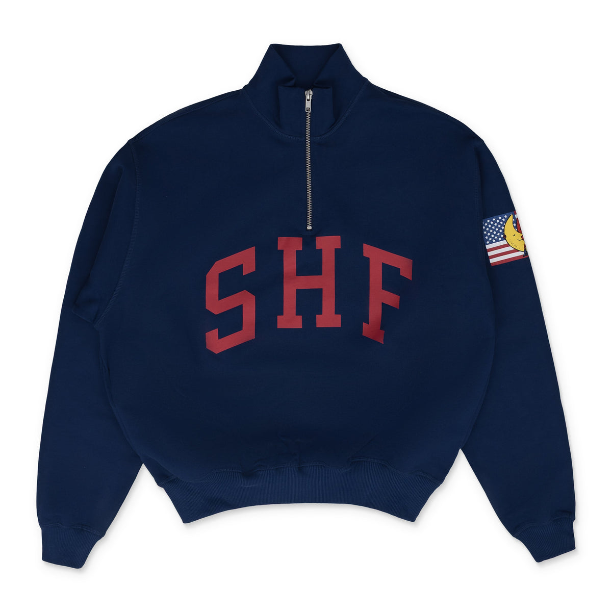 Navy Quarter Zip Knit Sweater