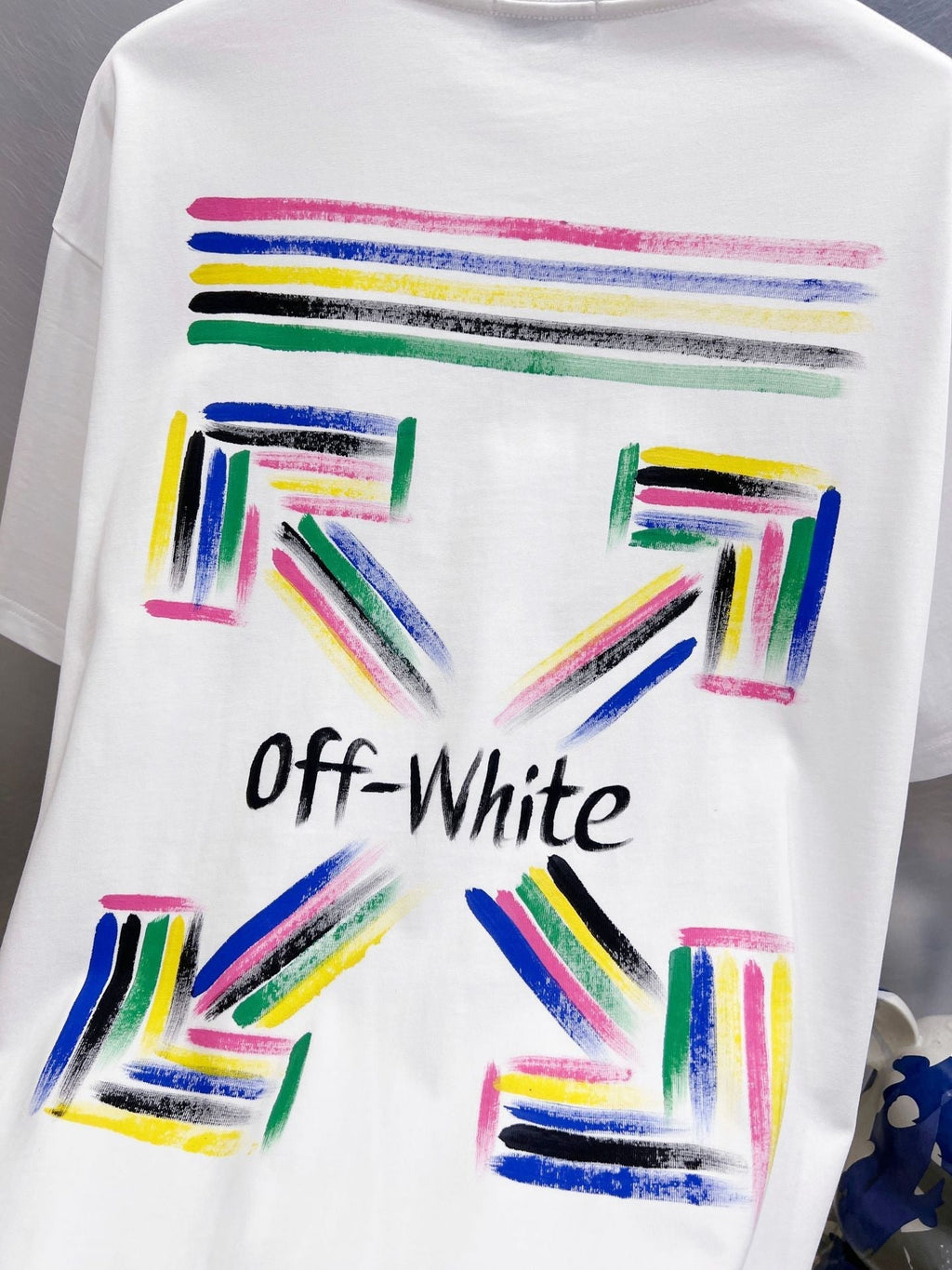 Off-White Brush Arrow Skate T-Shirt — White / Black / Blue