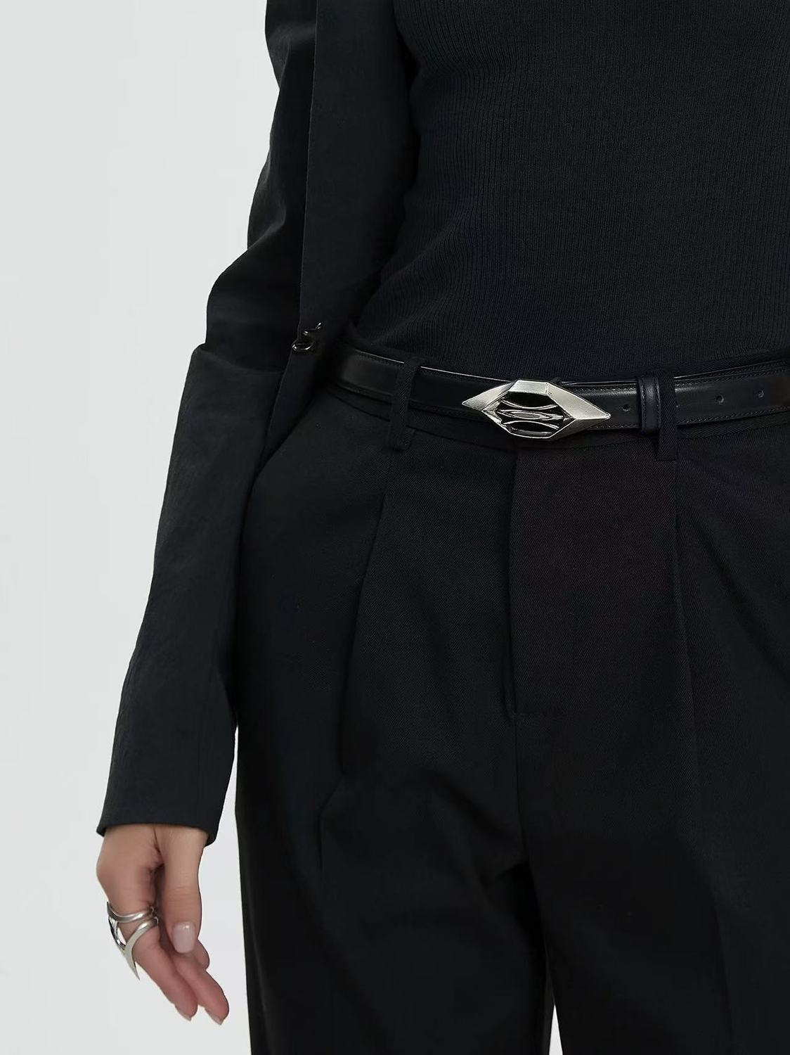 Loselos Leather Belt Sacred Emblem Geometric Metal Buckle Waist Belt