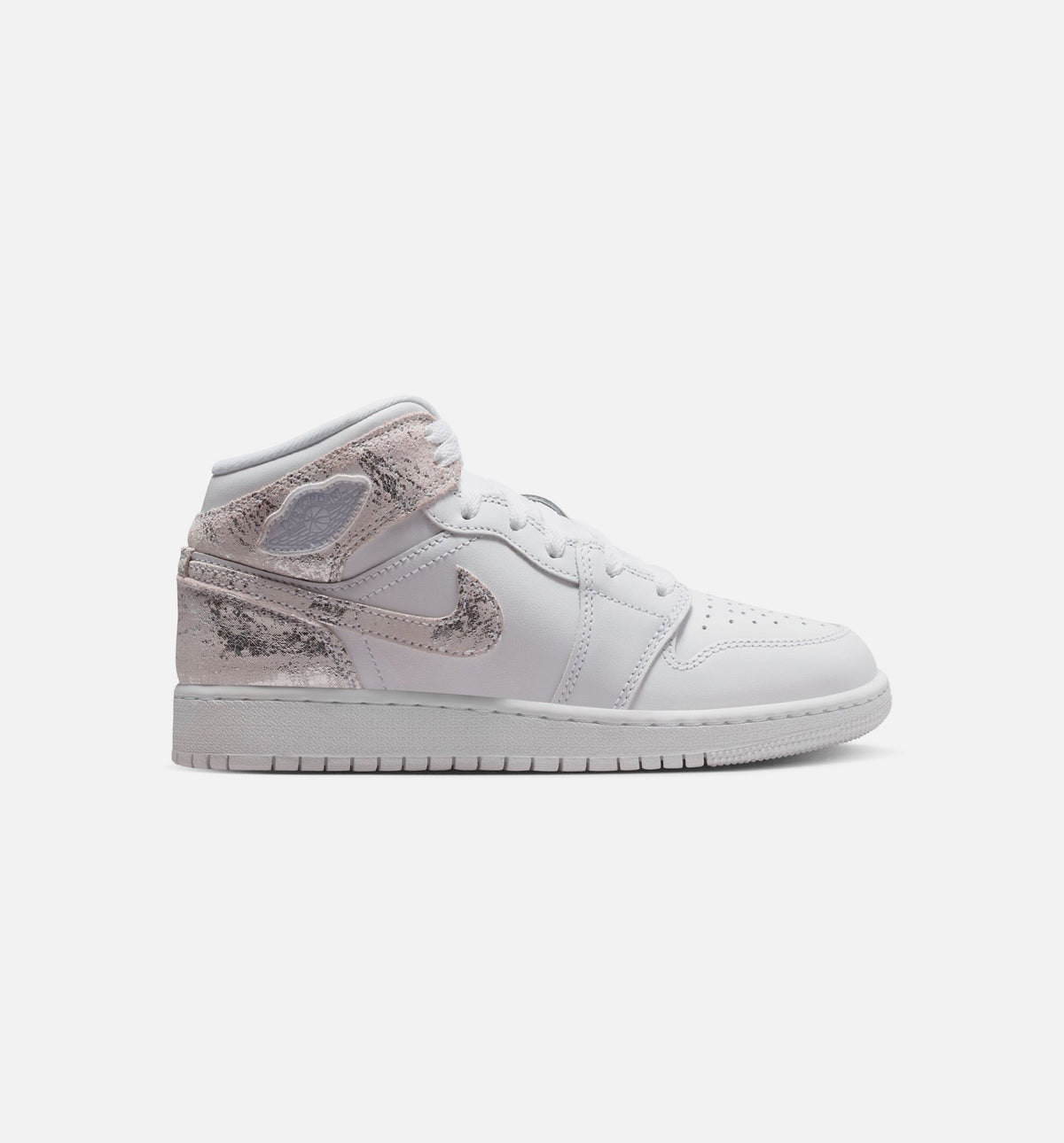 Air Jordan 1 Mid SE “White Field Silver” Grade School Lifestyle Shoes