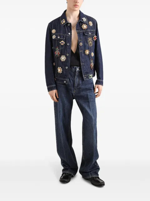 Dolce & Gabbana crystal-embellished denim jacket