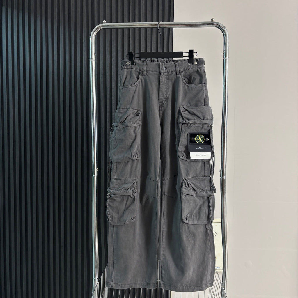 Stone Island Multi-Pocket Straight Cargo Parachute Pants with Compass Badge - 3 Colors
