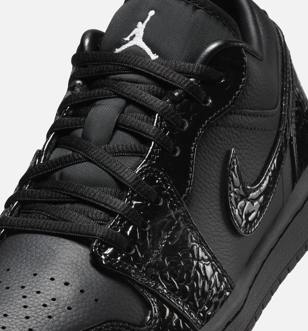 Air Jordan 1 Low Patent Elephant Women's Sneakers - Black / White / Metallic Silver
