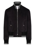 Thom Browne calf suede rib knit bomber jacket