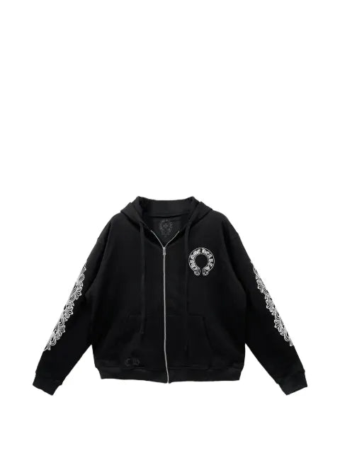 Chrome Hearts Thermal Floral Horseshoe Zip Up "Black"