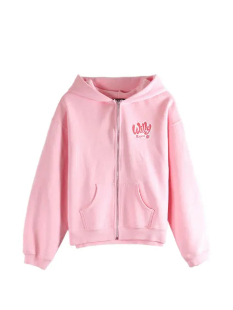 Willy Chavarria Willy Ropita shrunken logo-print zip-up hoodie