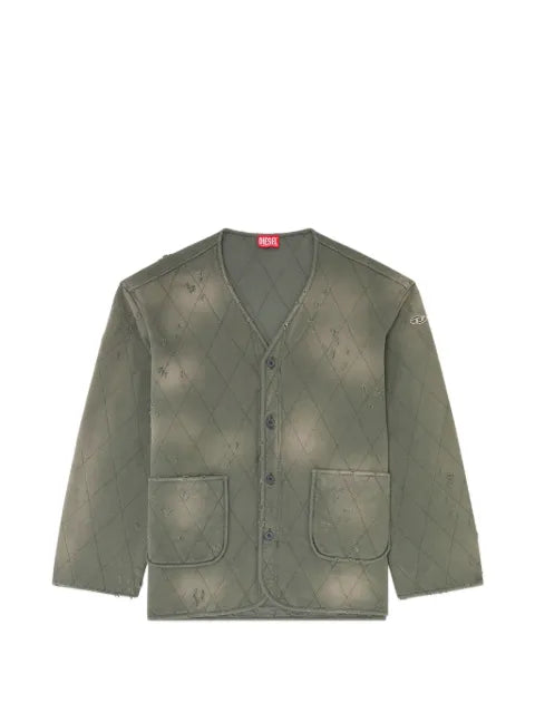 Diesel distressed quilted liner jacket