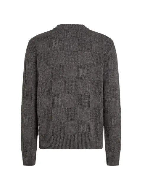 Karl Lagerfeld monogram checked knitted sweater