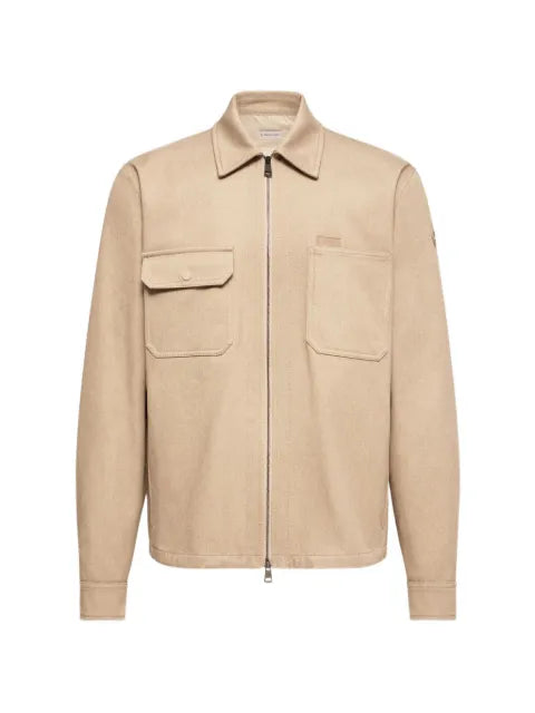 Moncler leather logo cotton shirt jacket
