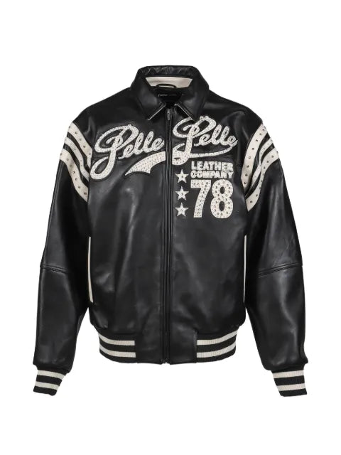 PELLE PELLE studded logo-patch jacket