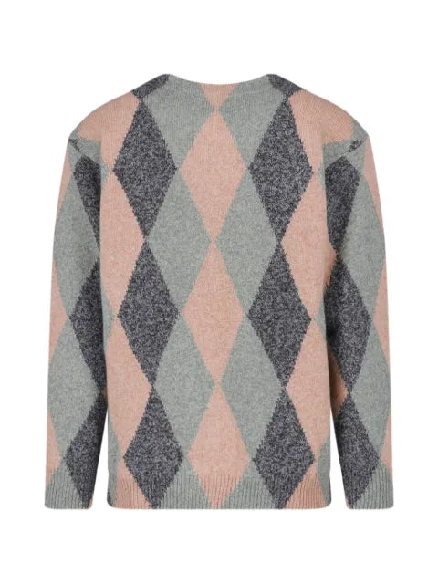 VALENTINO RED argyle-intarsia V-neck cardigan
