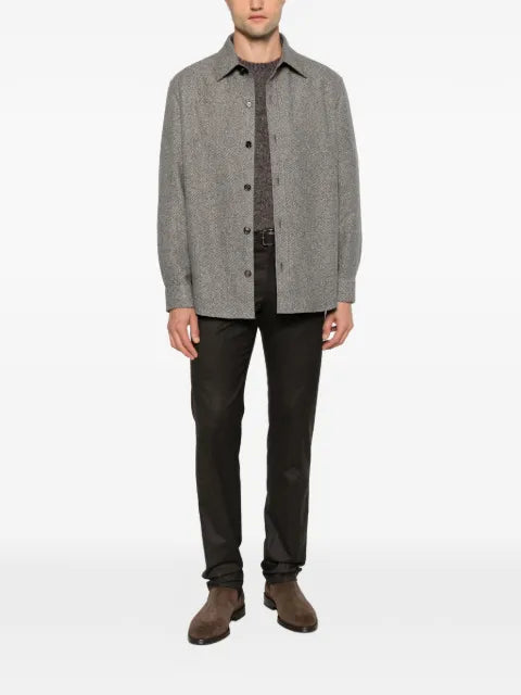 Zegna herringbone-pattern shirt jacket