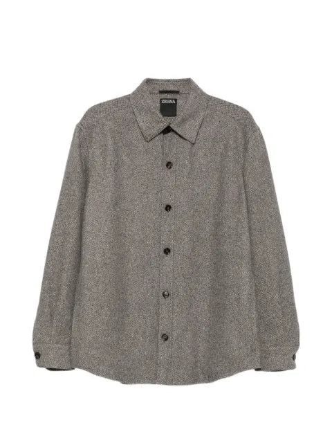 Zegna herringbone-pattern shirt jacket