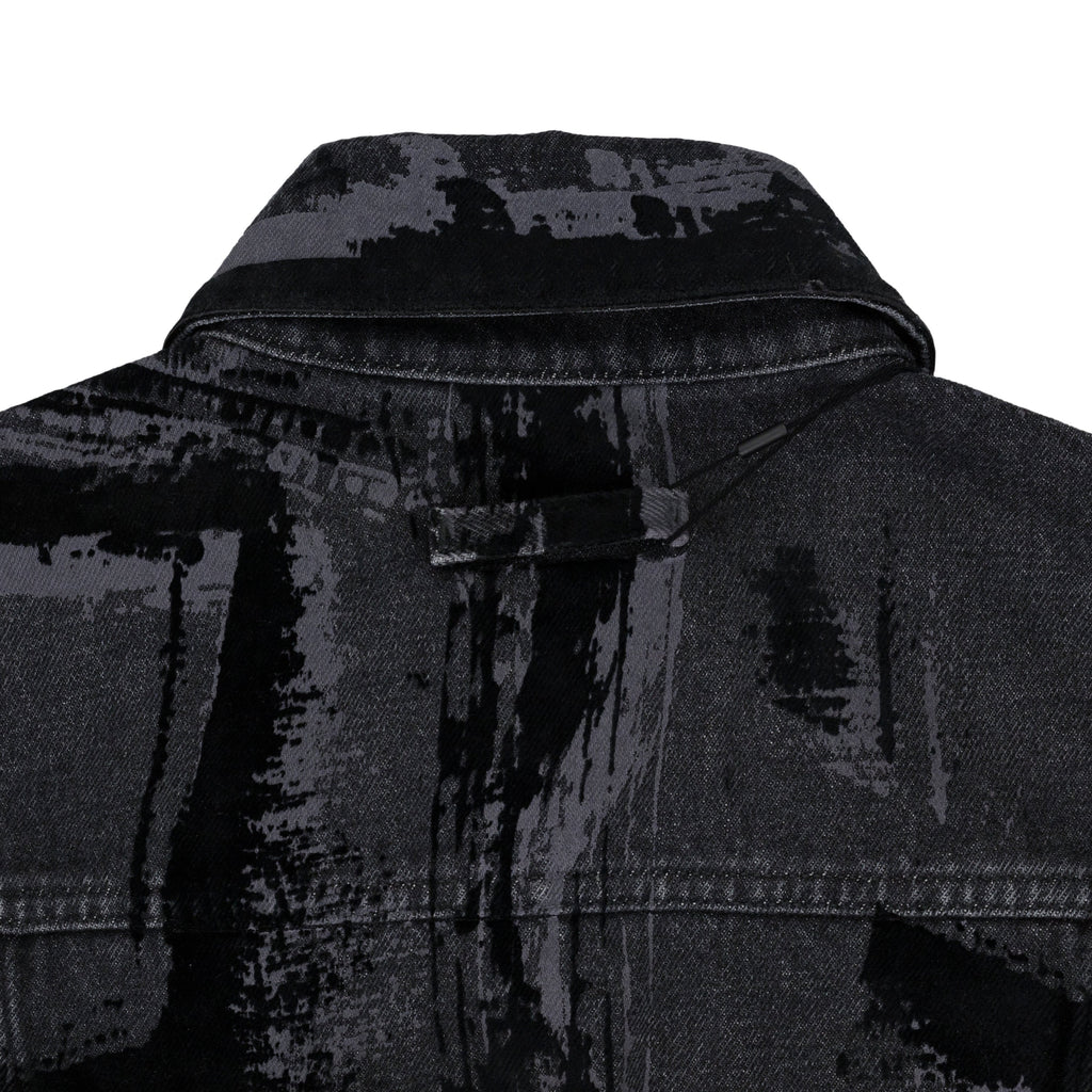 Black Flock Denim Jacket