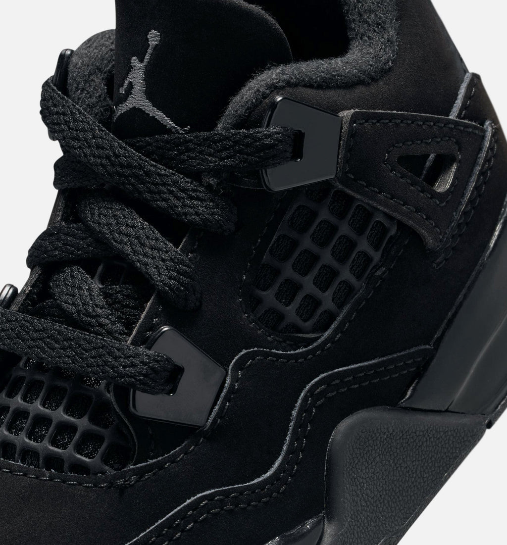 Air Jordan 4 Retro Black Cat – Infant & Toddler Lifestyle Shoe | Black/Light Graphite