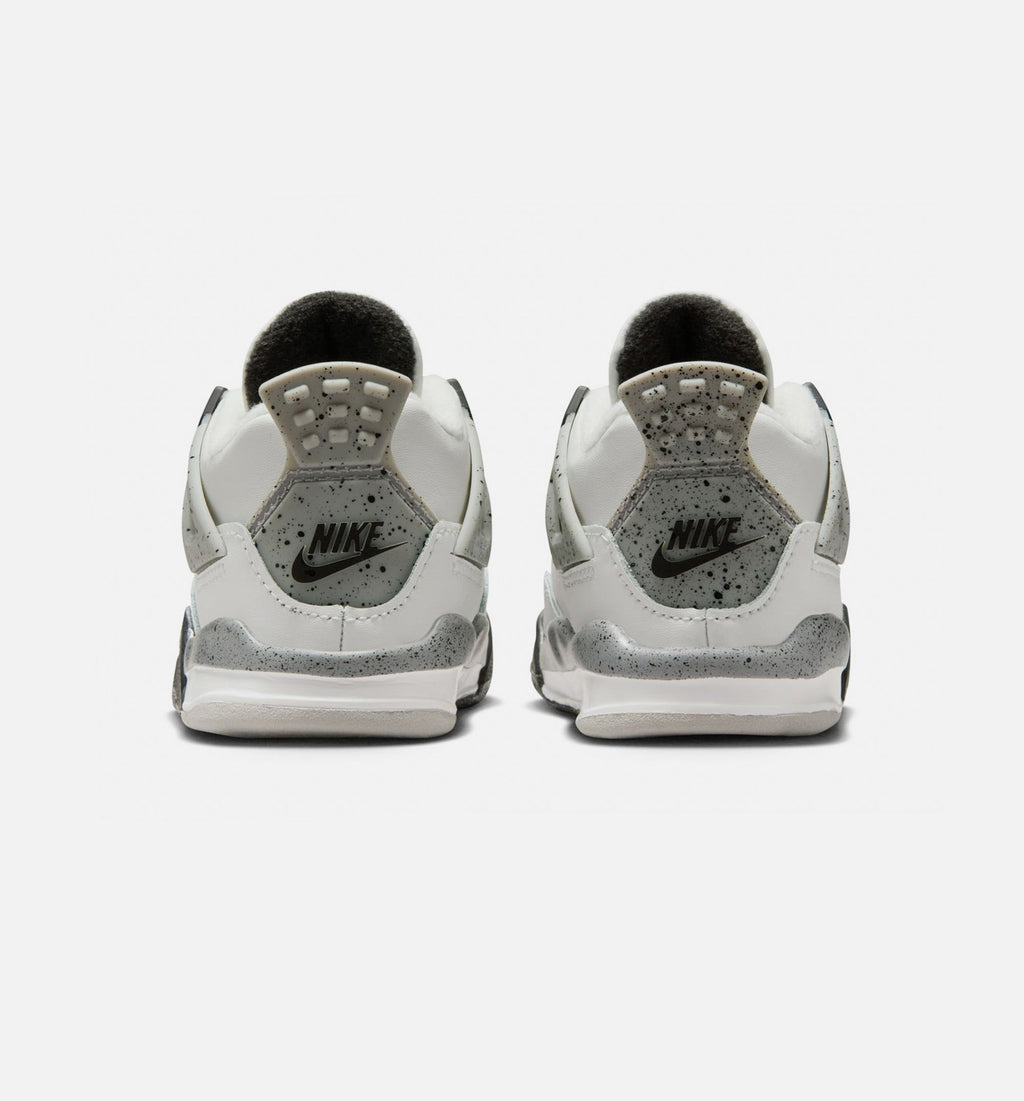 Air Jordan 4 Retro White Cement Infant/Toddler Lifestyle Shoes - Summit White/Fire Red/Cement Grey/Black