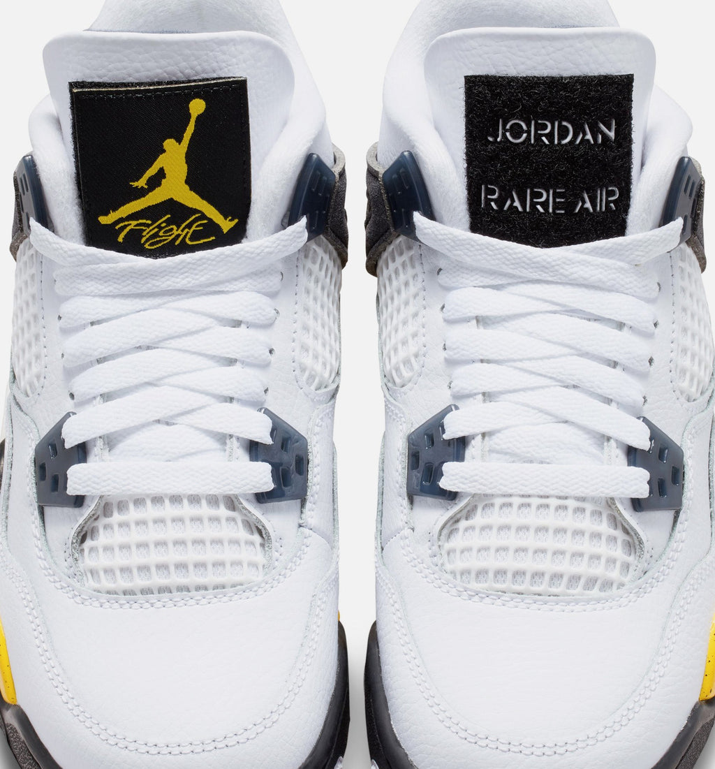 Air Jordan 4 Retro Rare Air Tour Yellow Grade School Lifestyle Shoes - White/Dark Blue Grey/Black/Tour Yellow