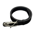 Cleanfit Leather Belt Futuristic Crescent Star Metal Buckle Waist Belt