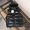 Moncler Hooded Puffer Vest in Black with Glossy Finish