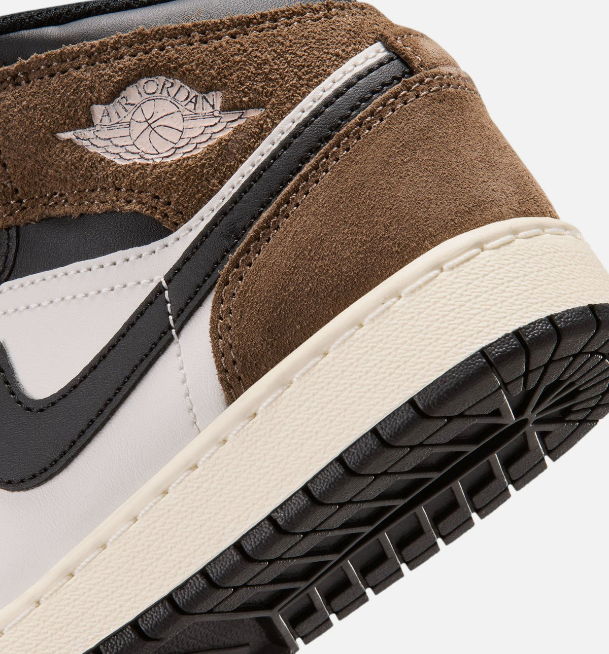 Air Jordan 1 Mid – Grade School Lifestyle Shoe in Black/Phantom/Palomino/University Red