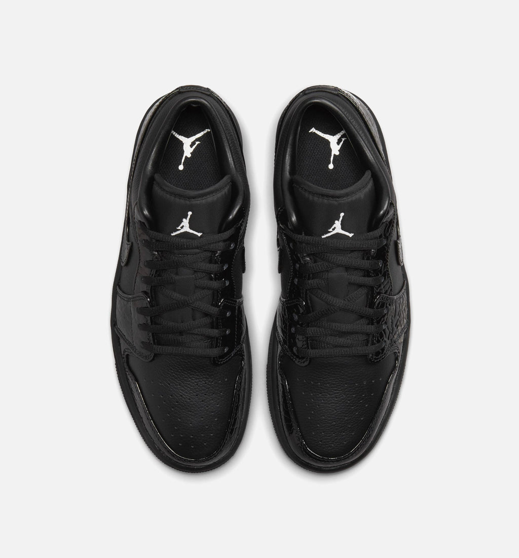 Air Jordan 1 Low Patent Elephant Women's Sneakers - Black / White / Metallic Silver