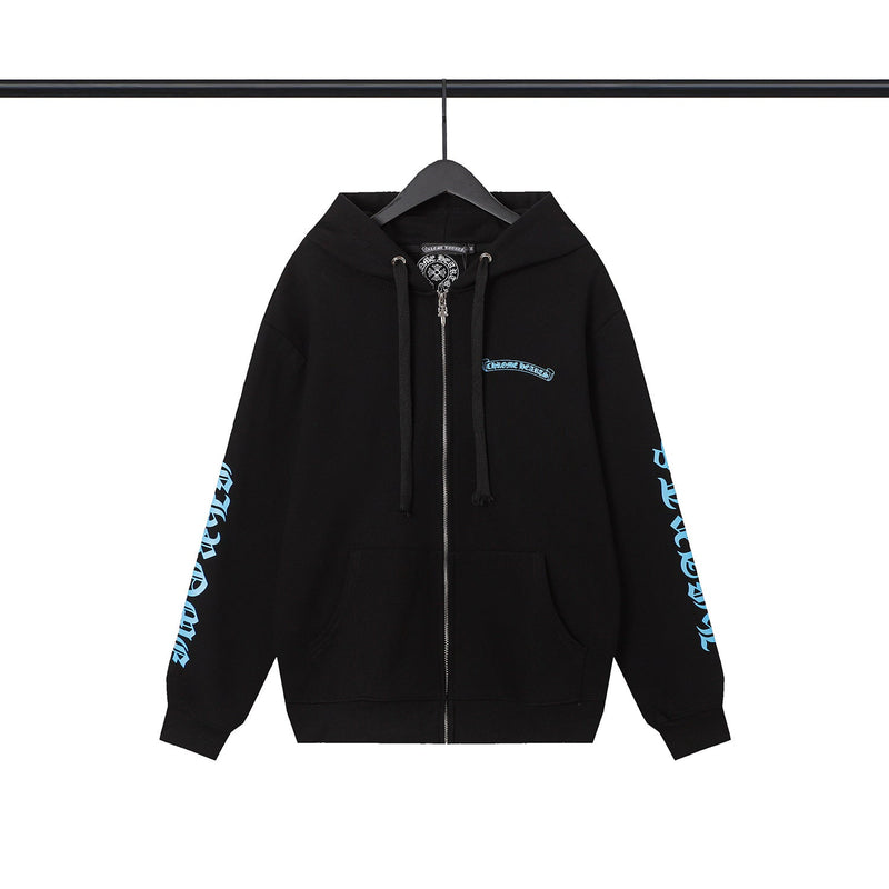 Chrome Heart HoodieCH Premium Lightning Blue Zipper Hooded Sweater Jacket Cardigan