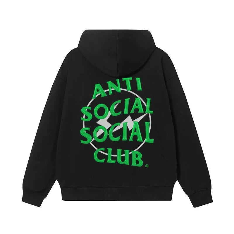 Anti Social Social Club Green Logo Black Hoodie