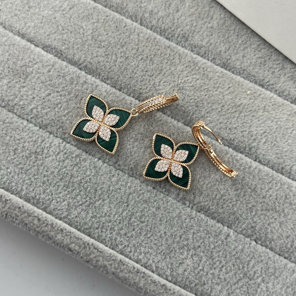Roberto Coin Style Four-Leaf Clover Cubic Zirconia Earrings