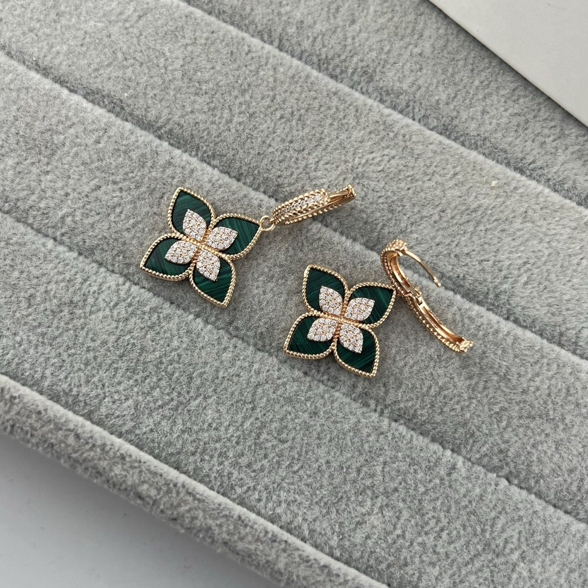 Roberto Coin Style Four-Leaf Clover Cubic Zirconia Earrings
