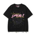Sp5der Pink Logo & Spider Web Graphic Black Short Sleeve T-Shirt