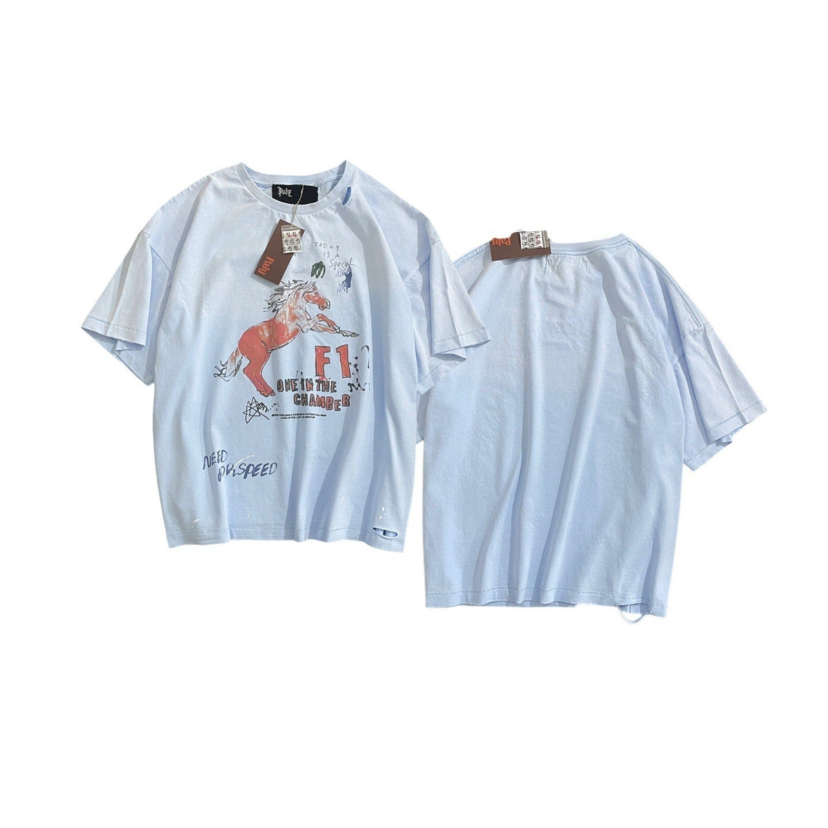 Paly Hollywood Portrait and Letter Graphic Crew Neck T-Shirt Unisex