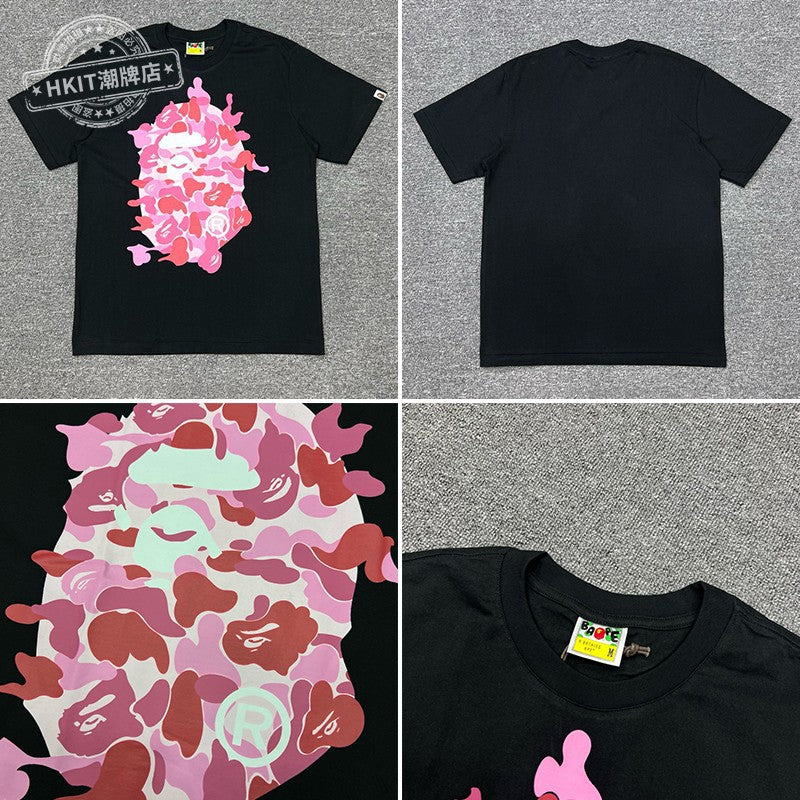Bape Shark Camo Zip Graphic Oversized Tee Streetwear Unisex