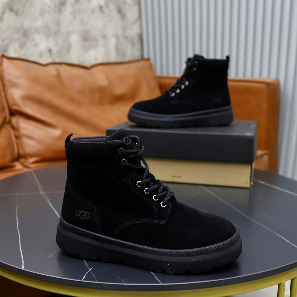 UGG Black Nubuck Lace-Up Winter Boots