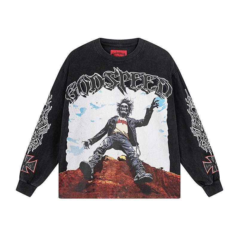 Godspeed E Pluribus Unum Washed Black Long-Sleeve T-Shirt