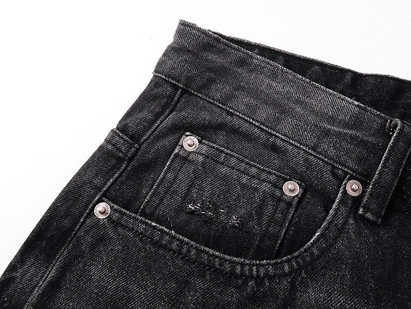 Purple Brand Black Distressed Ripped-Knee Jeans
