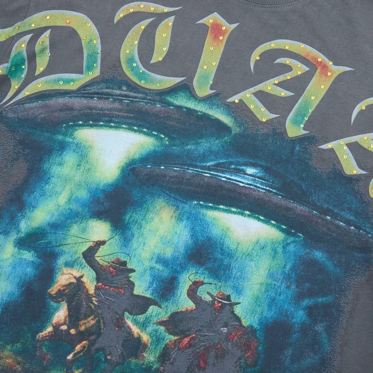 DUAA Cowboy Graphic Gray Short-Sleeve T-Shirt