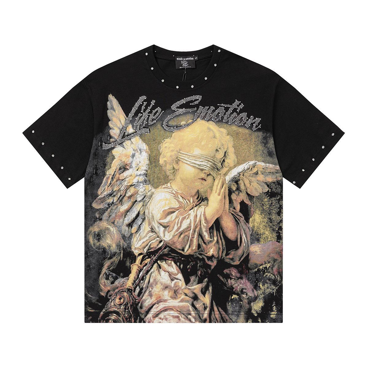 MIXED EMOTION Angel Graphic Studded-Trim T-Shirt