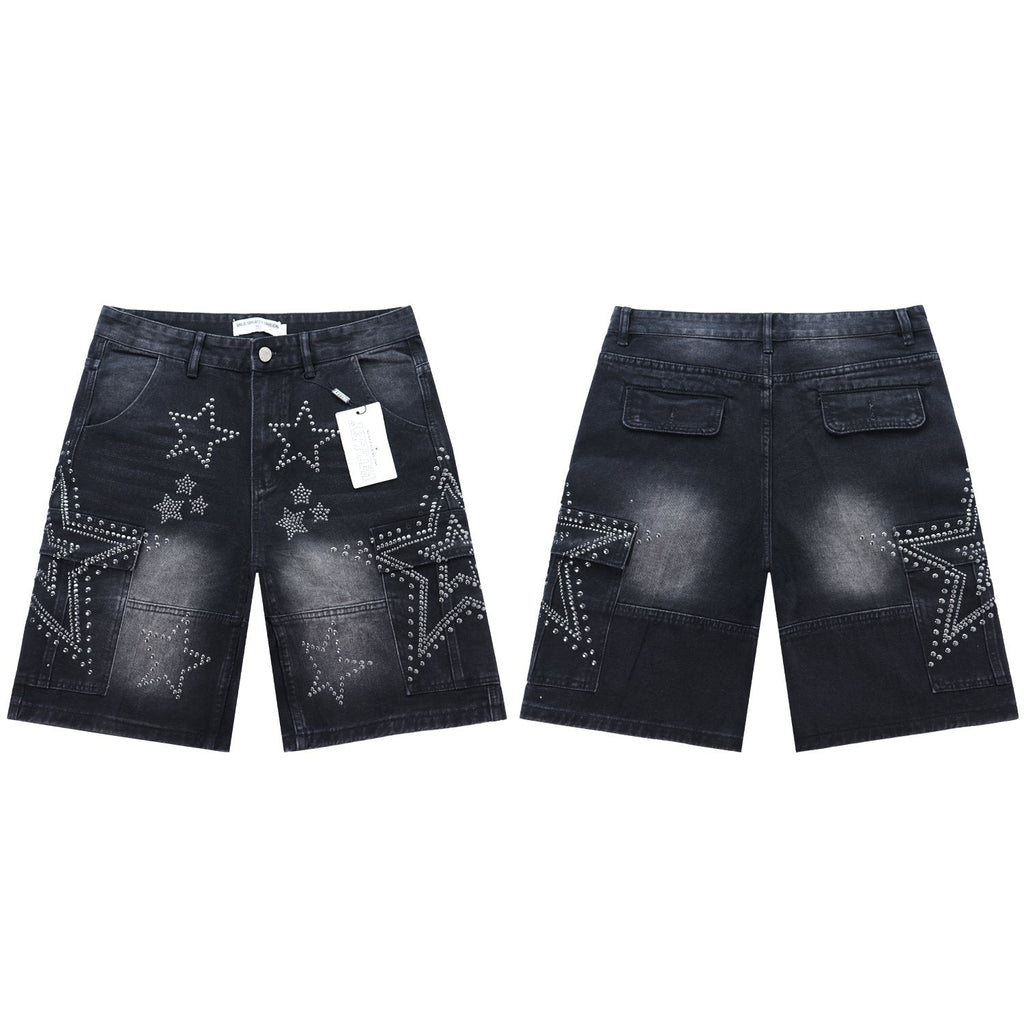 VALLEY Star Rhinestone Denim Cargo Shorts