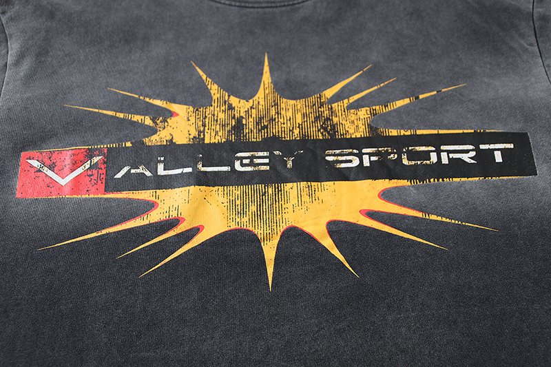 VALE USA Washed Charcoal Sport Crest Graphic T-Shirt