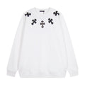 Chrome Hearts Leather Cross Metal Detail Crewneck Sweatshirt