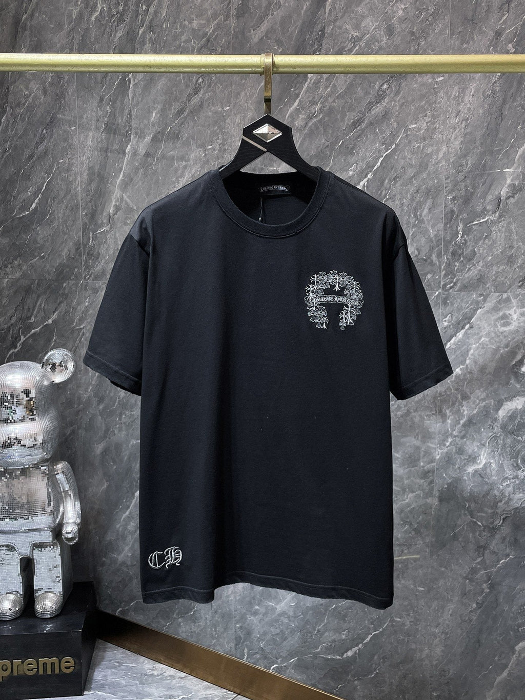 Chrome Hearts Floral Cross Embroidered Graphic T-Shirt