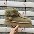 UGG Tazz Platform Women's Slip-On Boot – Suede Moc-Toe Boot with Tonal Shearling Cuff, Shearling Lining & Chunky SugrSole Platform in Olive