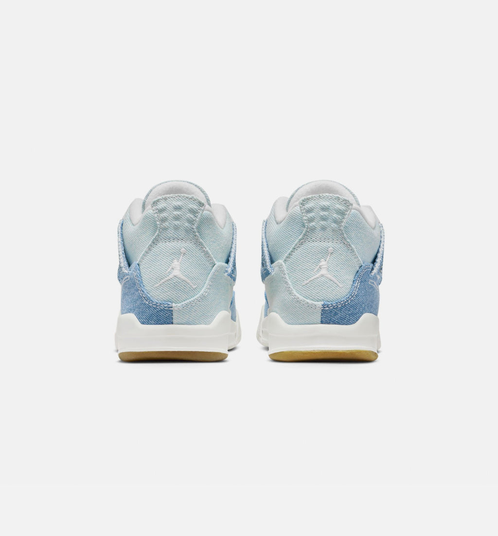 Air Jordan 4 Retro Worn Blue Preschool Lifestyle Shoe – Sail/Worn Blue/Metallic Gold