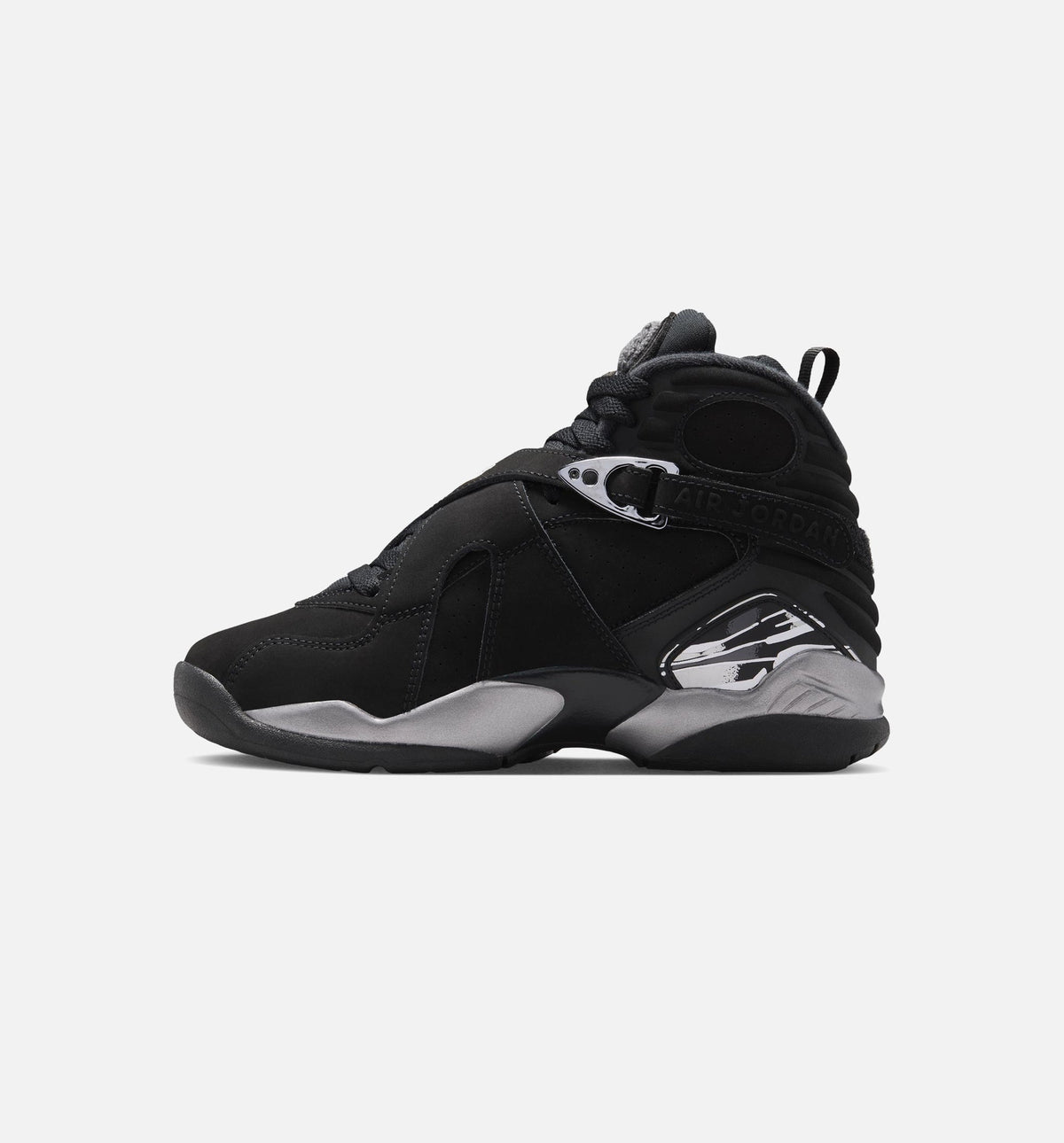Air Jordan 8 Retro Chrome | Grade School Lifestyle Shoe | Black/White/Light Graphite