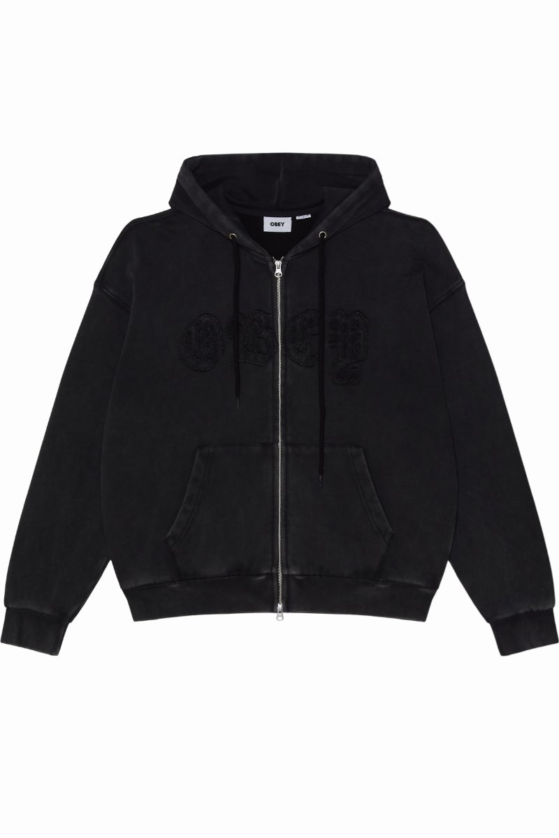 OBEY GOTHIC ZIP HOOD Dusty Black Limo