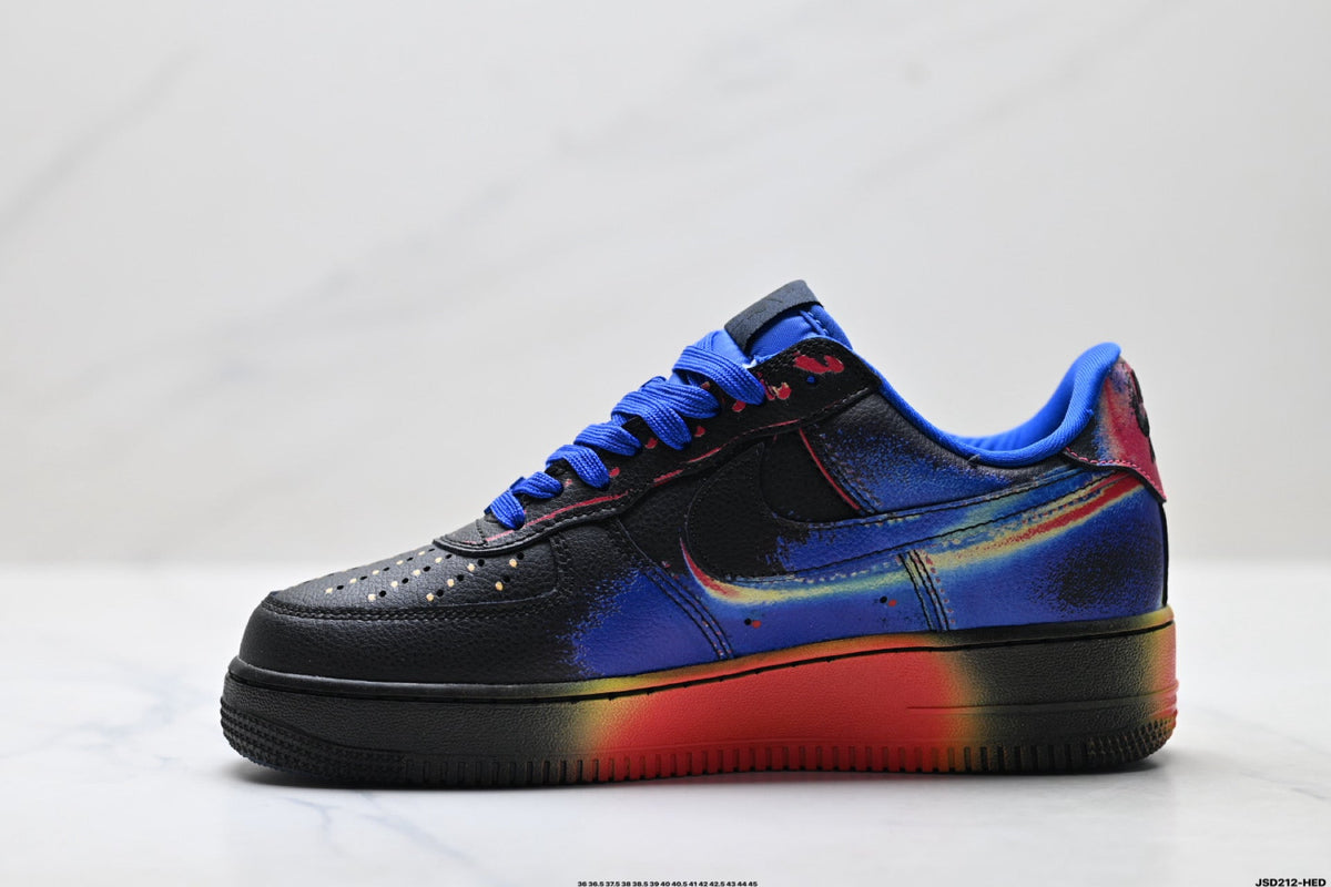 Nike Air Force 1 Low Black Blue Red Multicolor Unisex Sneakers Style 02