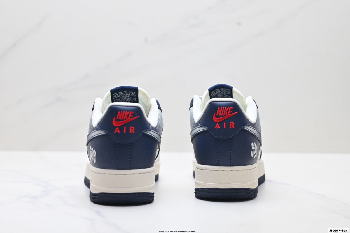 Nike Air Force 1 Low White Navy Blue Unisex Sneakers Style 10